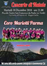 Il 18 dicembre a Reggio Emilia una serata con il Coro Mariotti del Cai di Parma