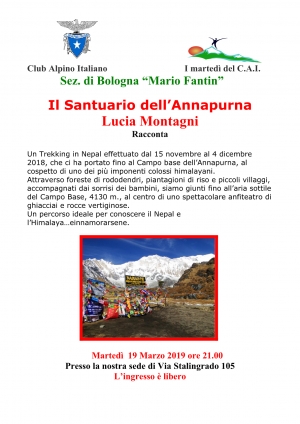 CAI Bologna - 19 marzo - i martedi del Cai - Il Santuario dell&#039; Annapurna