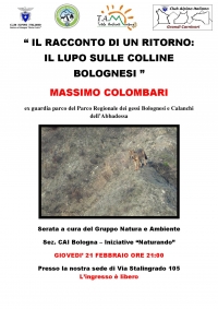 Cai Bologna - IL RITORNO DEL LUPO NELLE COLLINE BOLOGNESI - 22 febbraio